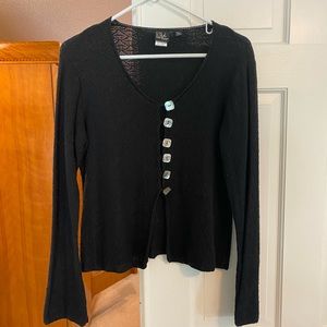 Pearl button black sweater cardigan